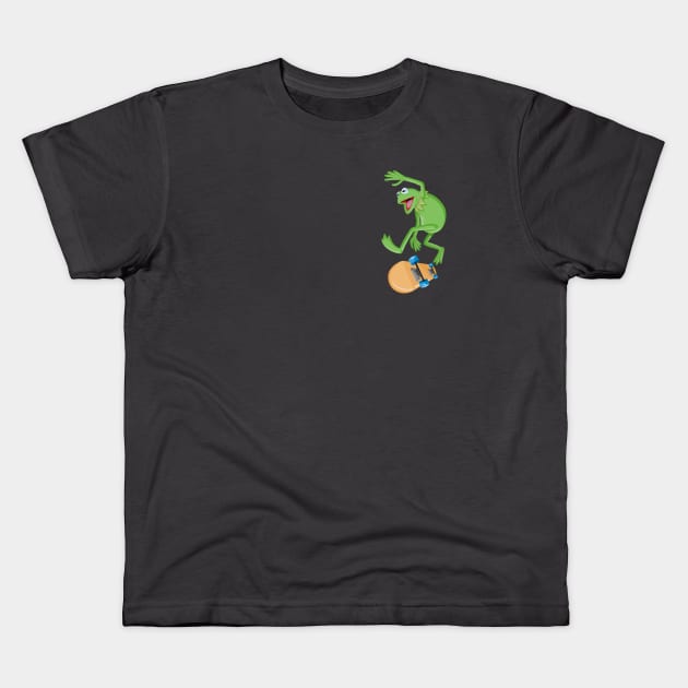 Kermit Skateboarding- pocket Kids T-Shirt by AbigailBrown